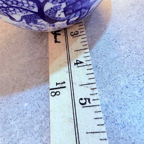 Asian Pagoda Toile Porcelain Egg Blue White Oriental Landscape Hanging Loop Deco - Picture 9 of 11